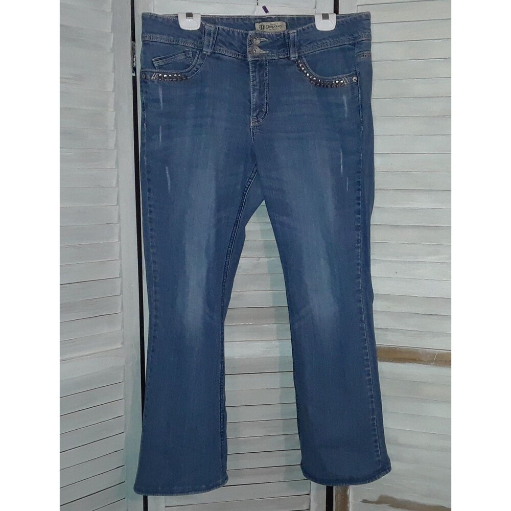 Democracy Jeans Women's Size 14 Stretch High Rise Studs Bootcut Hem Altered